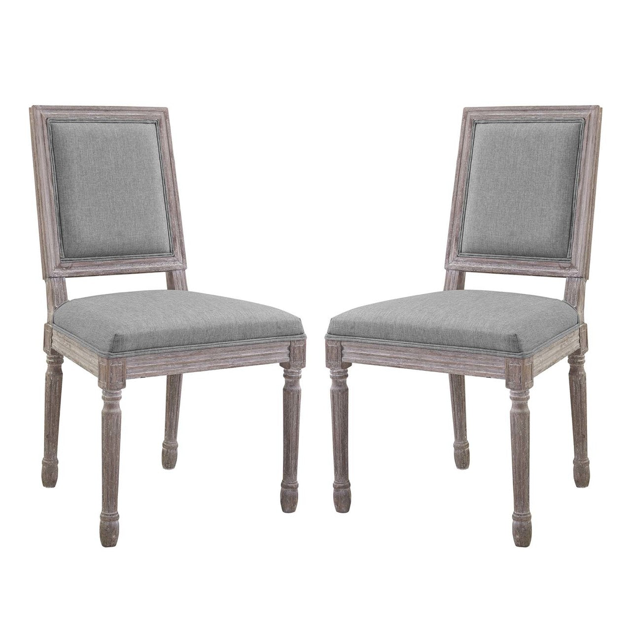 Court Dining Side Chair Upholstered Fabric Set of 2, Fabric Wood, Light Grey Gray 15468