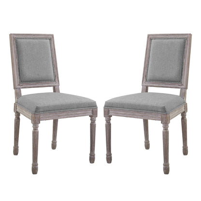 Court Dining Side Chair Upholstered Fabric Set of 2, Fabric Wood, Light Grey Gray 15468