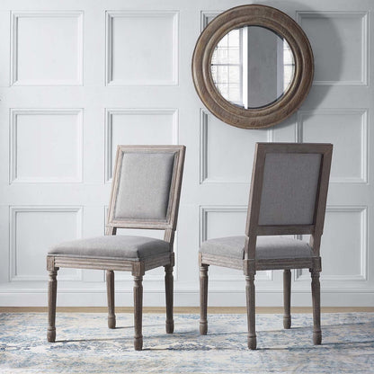 Court Dining Side Chair Upholstered Fabric Set of 2, Fabric Wood, Light Grey Gray 15468