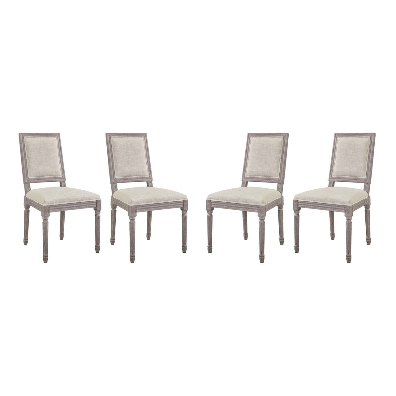 Court Dining Side Chair Upholstered Fabric Set of 4, Fabric Wood, Beige 15834