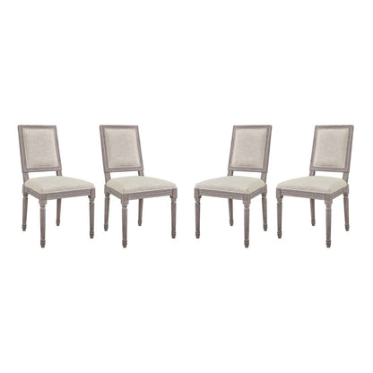 Court Dining Side Chair Upholstered Fabric Set of 4, Fabric Wood, Beige 15834