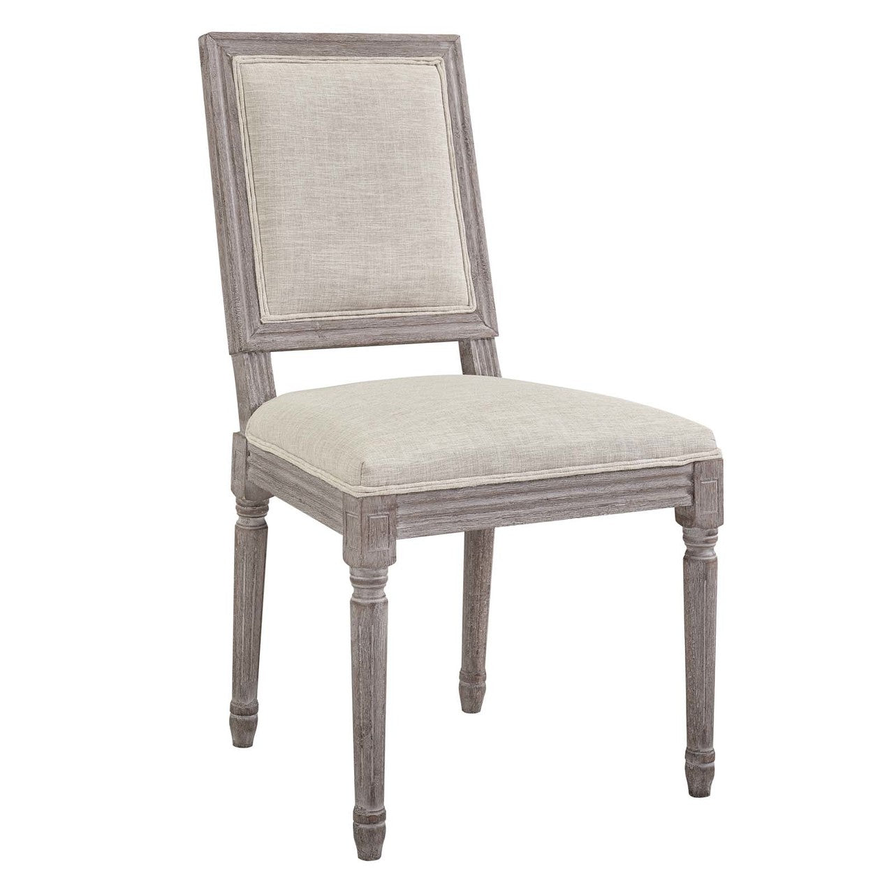 Court Dining Side Chair Upholstered Fabric Set of 4, Fabric Wood, Beige 15834