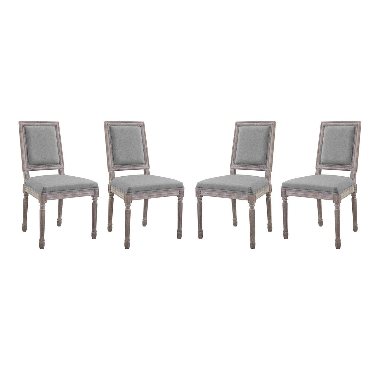 Court Dining Side Chair Upholstered Fabric Set of 4, Fabric Wood, Light Grey Gray 15835