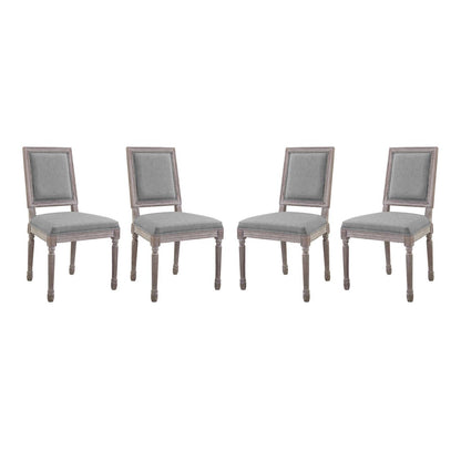 Court Dining Side Chair Upholstered Fabric Set of 4, Fabric Wood, Light Grey Gray 15835
