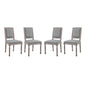 Court Dining Side Chair Upholstered Fabric Set of 4, Fabric Wood, Light Grey Gray 15835