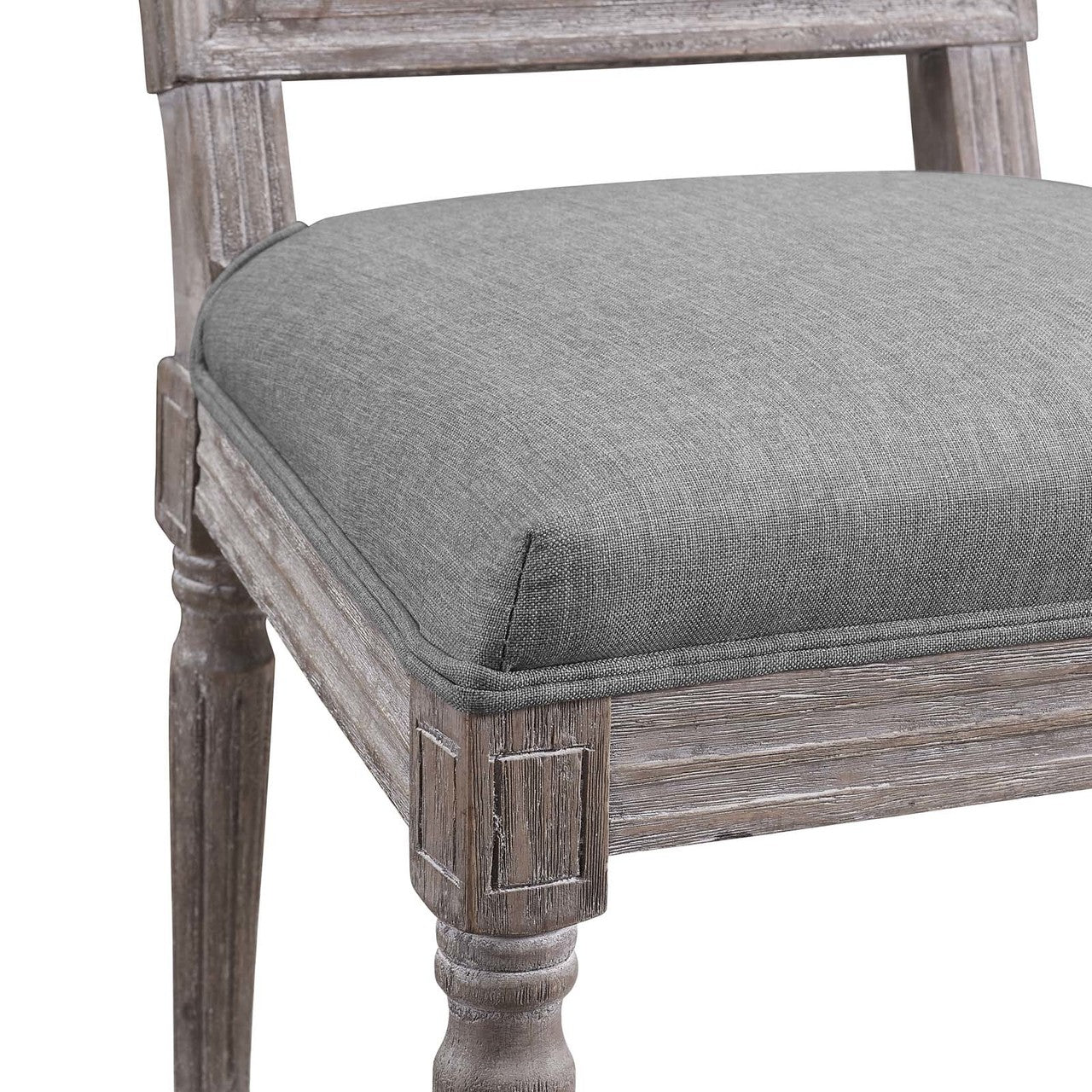 Court Dining Side Chair Upholstered Fabric Set of 4, Fabric Wood, Light Grey Gray 15835