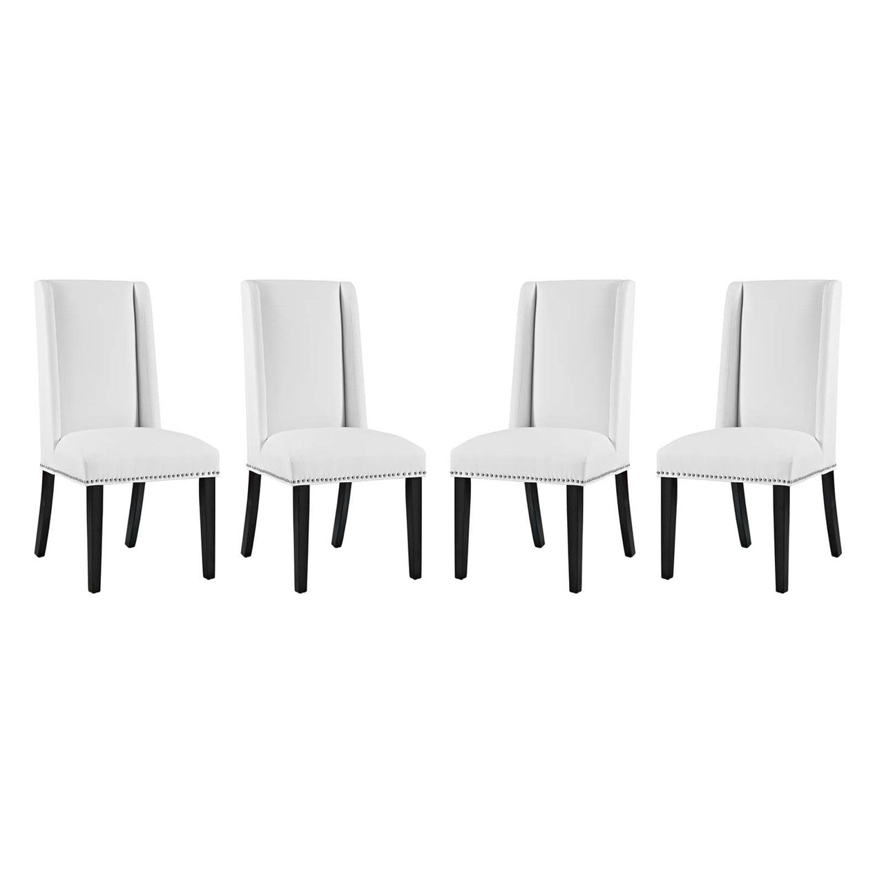 Baron Dining Chair Vinyl Set of 4, Faux Vinyl Leather, White 15837