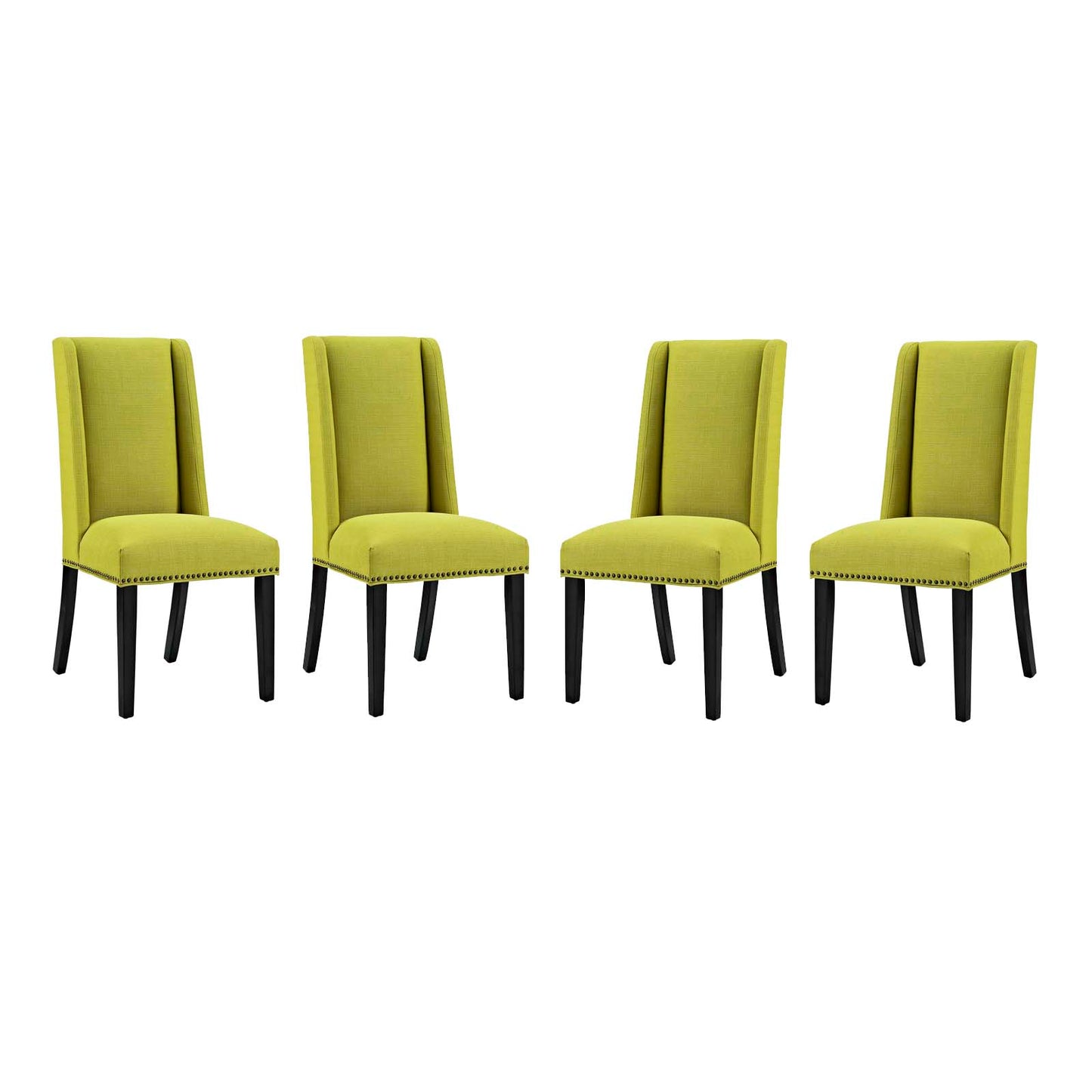 Baron Dining Chair Fabric Set of 4, Fabric Wood, Green, 17453
