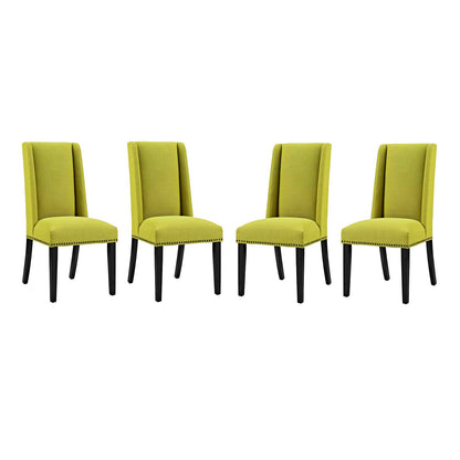 Baron Dining Chair Fabric Set of 4, Fabric Wood, Green, 17453