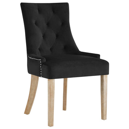 Pose Dining Chair Velvet Set of 2, Velvet Fabric Wood, Black 15469
