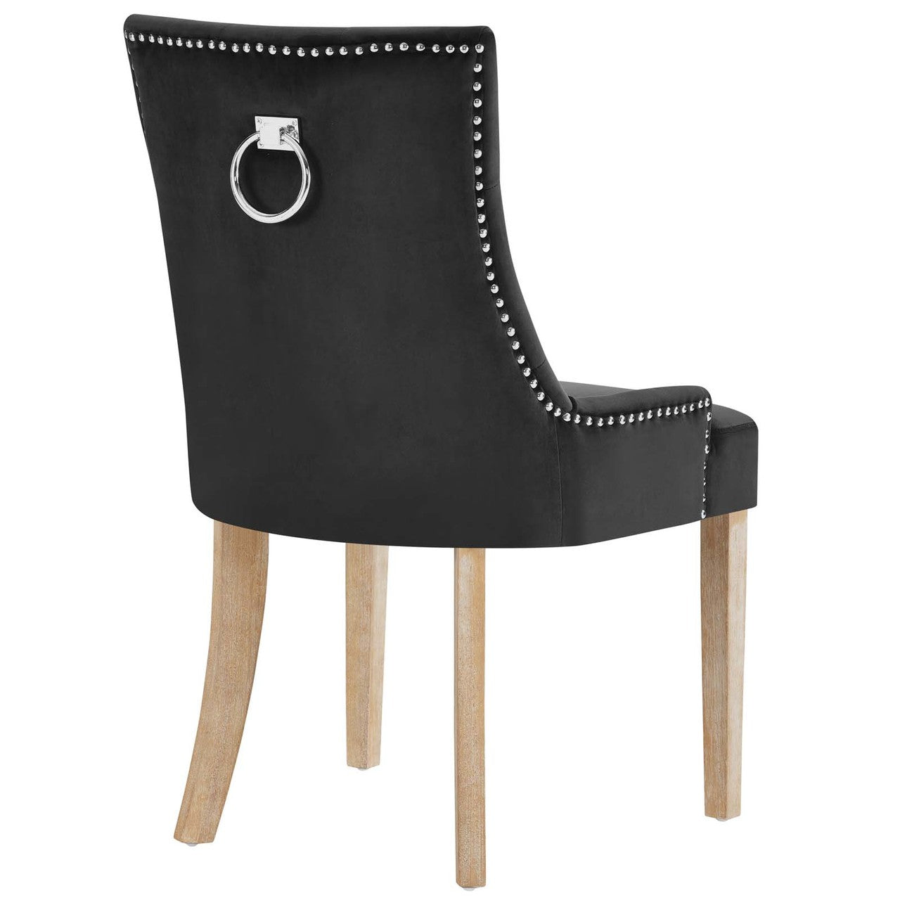 Pose Dining Chair Velvet Set of 2, Velvet Fabric Wood, Black 15469