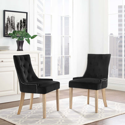 Pose Dining Chair Velvet Set of 2, Velvet Fabric Wood, Black 15469