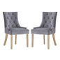 Pose Dining Chair Velvet Set of 2, Velvet Fabric Wood, Grey Gray 15470