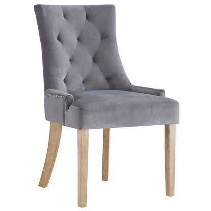 Pose Dining Chair Velvet Set of 2, Velvet Fabric Wood, Grey Gray 15470