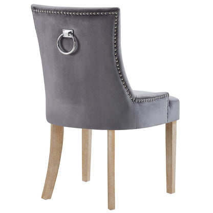 Pose Dining Chair Velvet Set of 2, Velvet Fabric Wood, Grey Gray 15470