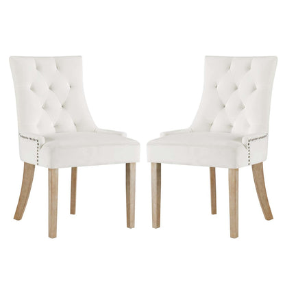 Pose Dining Chair Velvet Set of 2, Velvet Fabric Wood, Ivory White 15471
