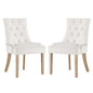 Pose Dining Chair Velvet Set of 2, Velvet Fabric Wood, Ivory White 15471