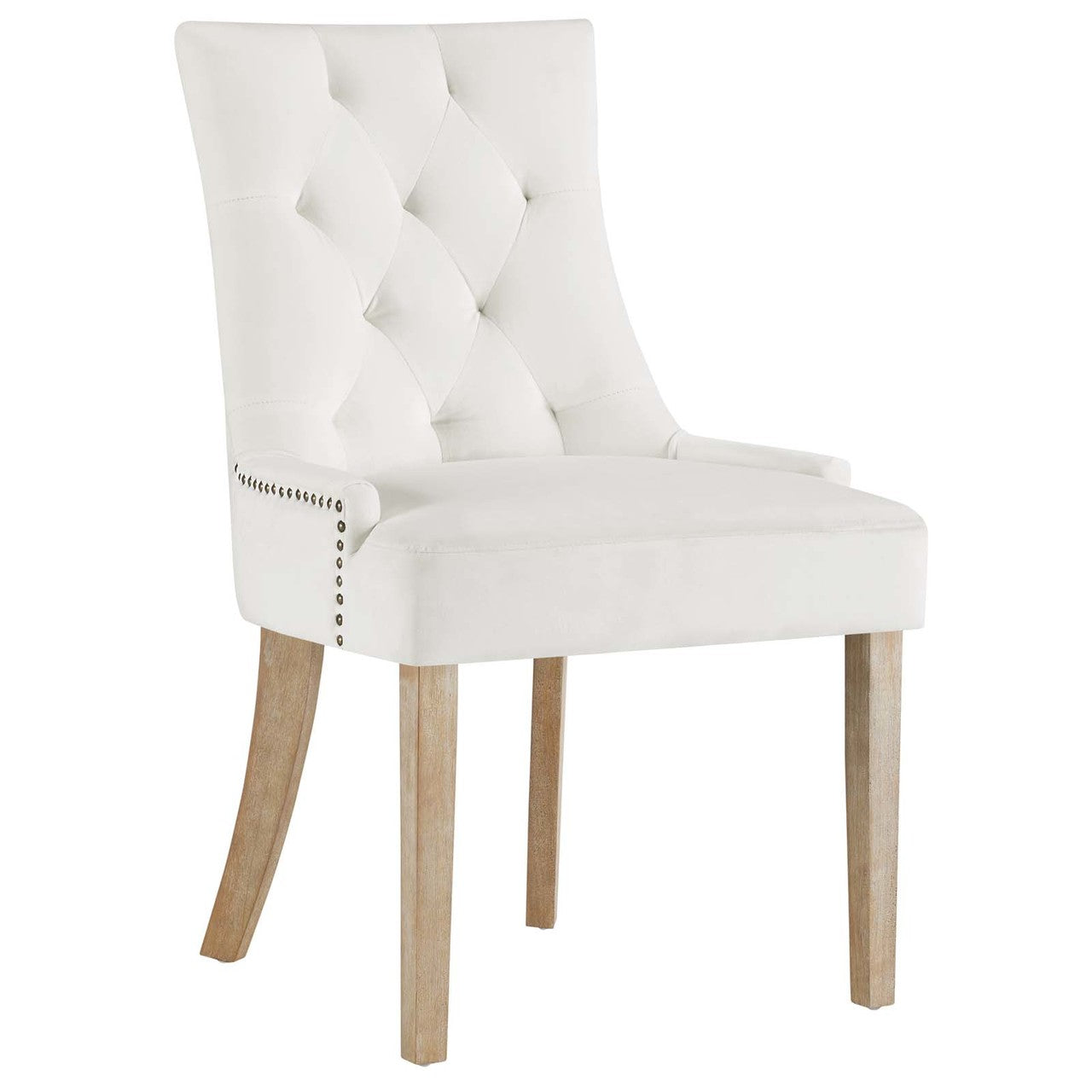 Pose Dining Chair Velvet Set of 2, Velvet Fabric Wood, Ivory White 15471