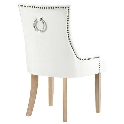 Pose Dining Chair Velvet Set of 2, Velvet Fabric Wood, Ivory White 15471