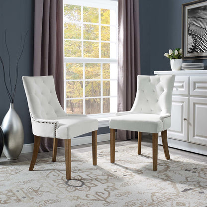 Pose Dining Chair Velvet Set of 2, Velvet Fabric Wood, Ivory White 15471