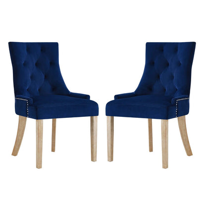 Pose Dining Chair Velvet Set of 2, Velvet Fabric Wood, Navy Blue 15472