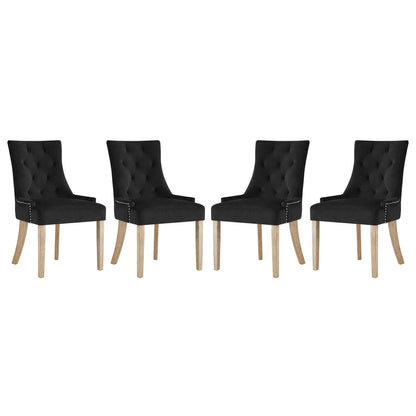 Pose Dining Chair Velvet Set of 4, Velvet Fabric Wood, Black 15845