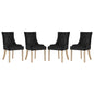 Pose Dining Chair Velvet Set of 4, Velvet Fabric Wood, Black 15845