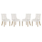 Pose Dining Chair Velvet Set of 4, Velvet Fabric Wood, Ivory White 15847
