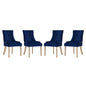 Pose Dining Chair Velvet Set of 4, Velvet Fabric Wood, Navy Blue 15848