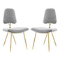 Ponder Dining Side Chair Set of 2, Velvet Fabric Steel Metal, Grey Gray 15850