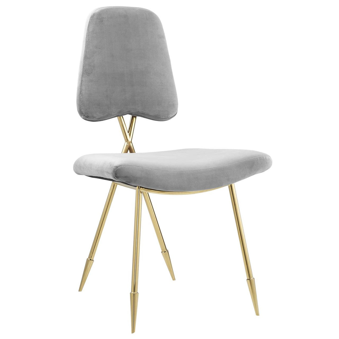 Ponder Dining Side Chair Set of 2, Velvet Fabric Steel Metal, Grey Gray 15850