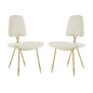 Ponder Dining Side Chair Set of 2, Velvet Fabric Steel Metal, Ivory White 15851