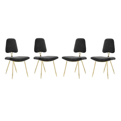 Ponder Dining Side Chair Set of 4, Velvet Fabric Steel Metal, Black 15854