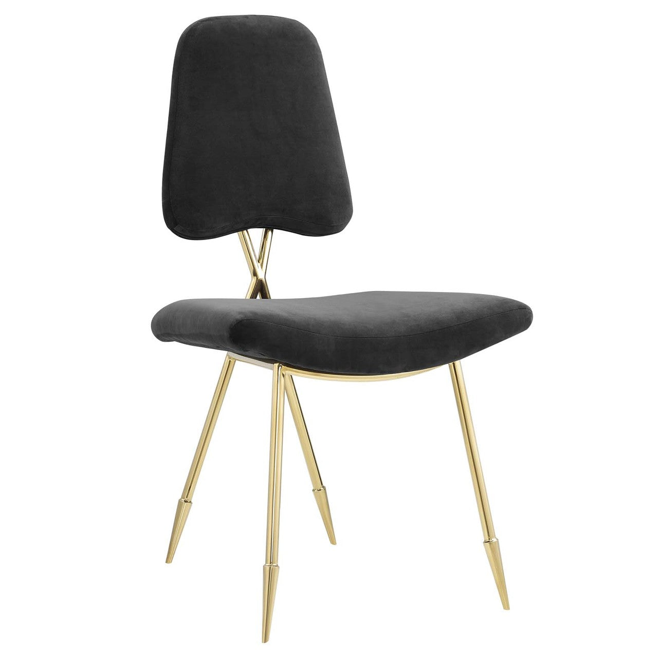 Ponder Dining Side Chair Set of 4, Velvet Fabric Steel Metal, Black 15854