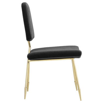 Ponder Dining Side Chair Set of 4, Velvet Fabric Steel Metal, Black 15854