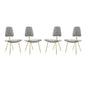Ponder Dining Side Chair Set of 4, Velvet Fabric Steel Metal, Grey Gray 15855