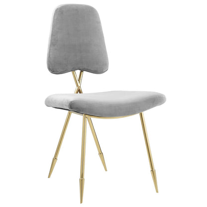 Ponder Dining Side Chair Set of 4, Velvet Fabric Steel Metal, Grey Gray 15855