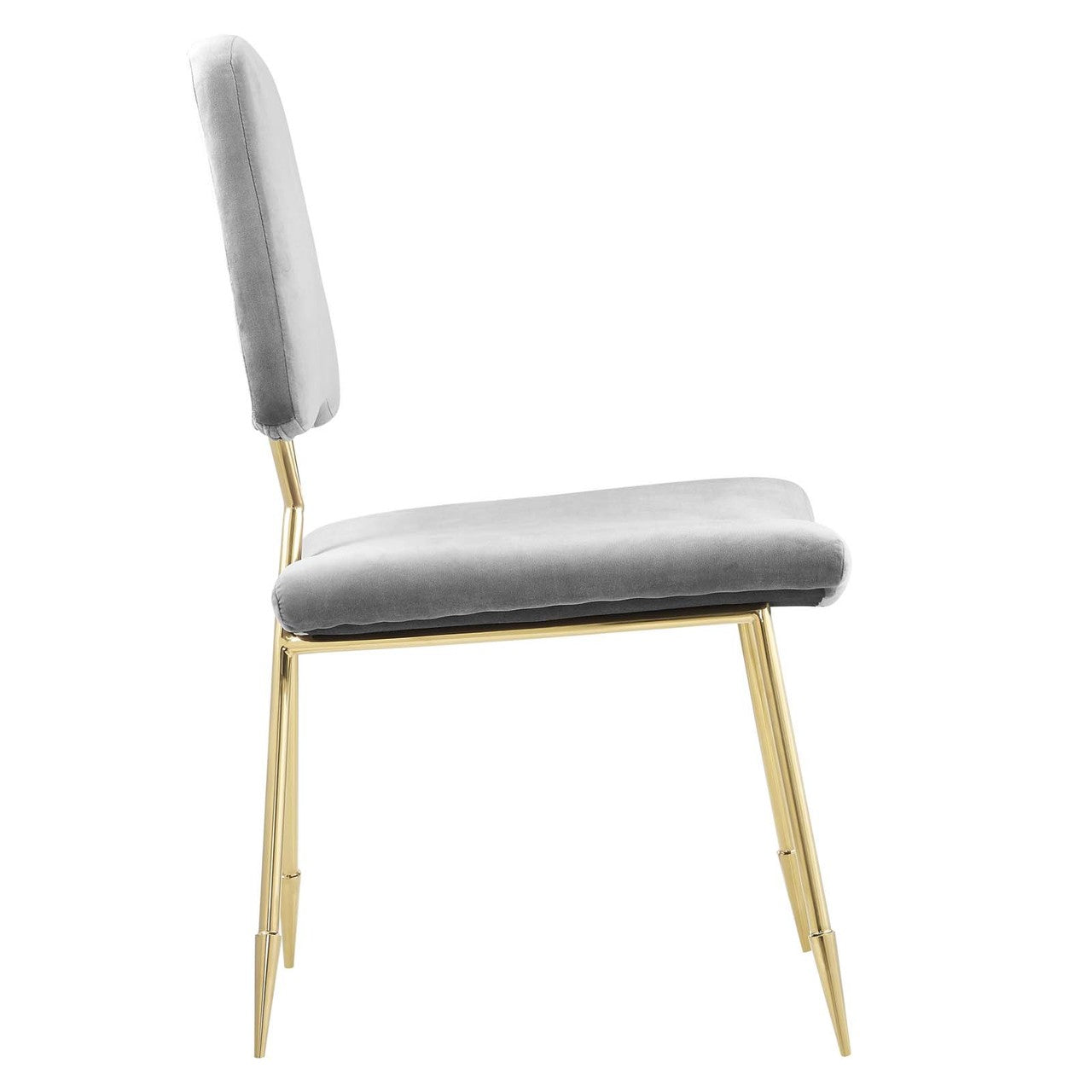 Ponder Dining Side Chair Set of 4, Velvet Fabric Steel Metal, Grey Gray 15855