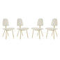 Ponder Dining Side Chair Set of 4, Velvet Fabric Steel Metal, Ivory White 15856