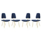 Ponder Dining Side Chair Set of 4, Velvet Fabric Steel Metal, Navy Blue 15857
