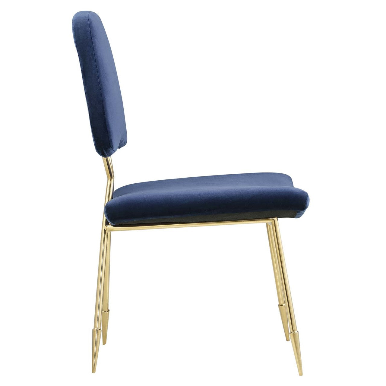 Ponder Dining Side Chair Set of 4, Velvet Fabric Steel Metal, Navy Blue 15857