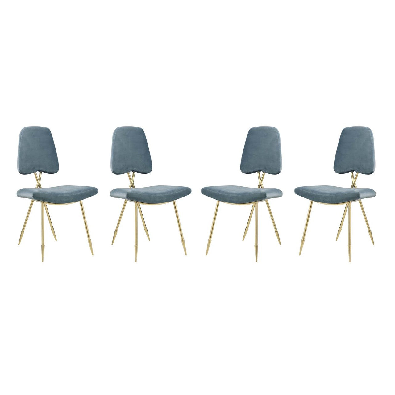 Ponder Dining Side Chair Set of 4, Velvet Fabric Steel Metal, Blue 15858