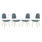 Ponder Dining Side Chair Set of 4, Velvet Fabric Steel Metal, Blue 15858