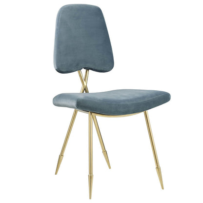 Ponder Dining Side Chair Set of 4, Velvet Fabric Steel Metal, Blue 15858