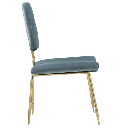 Ponder Dining Side Chair Set of 4, Velvet Fabric Steel Metal, Blue 15858