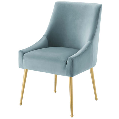Discern Upholstered Performance Velvet Dining Chair, Velvet Fabric Stainless Steel Metal, Light Blue, 17456