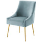 Discern Upholstered Performance Velvet Dining Chair, Velvet Fabric Stainless Steel Metal, Light Blue, 17456