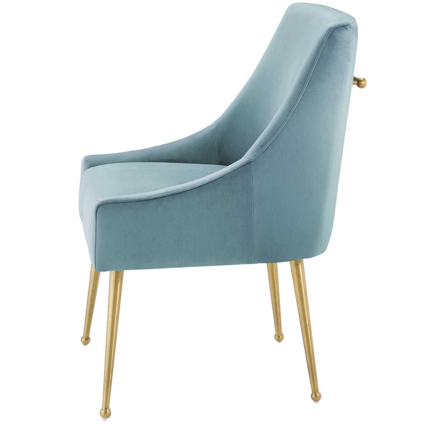 Discern Upholstered Performance Velvet Dining Chair, Velvet Fabric Stainless Steel Metal, Light Blue, 17456