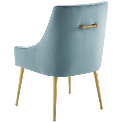 Discern Upholstered Performance Velvet Dining Chair, Velvet Fabric Stainless Steel Metal, Light Blue, 17456