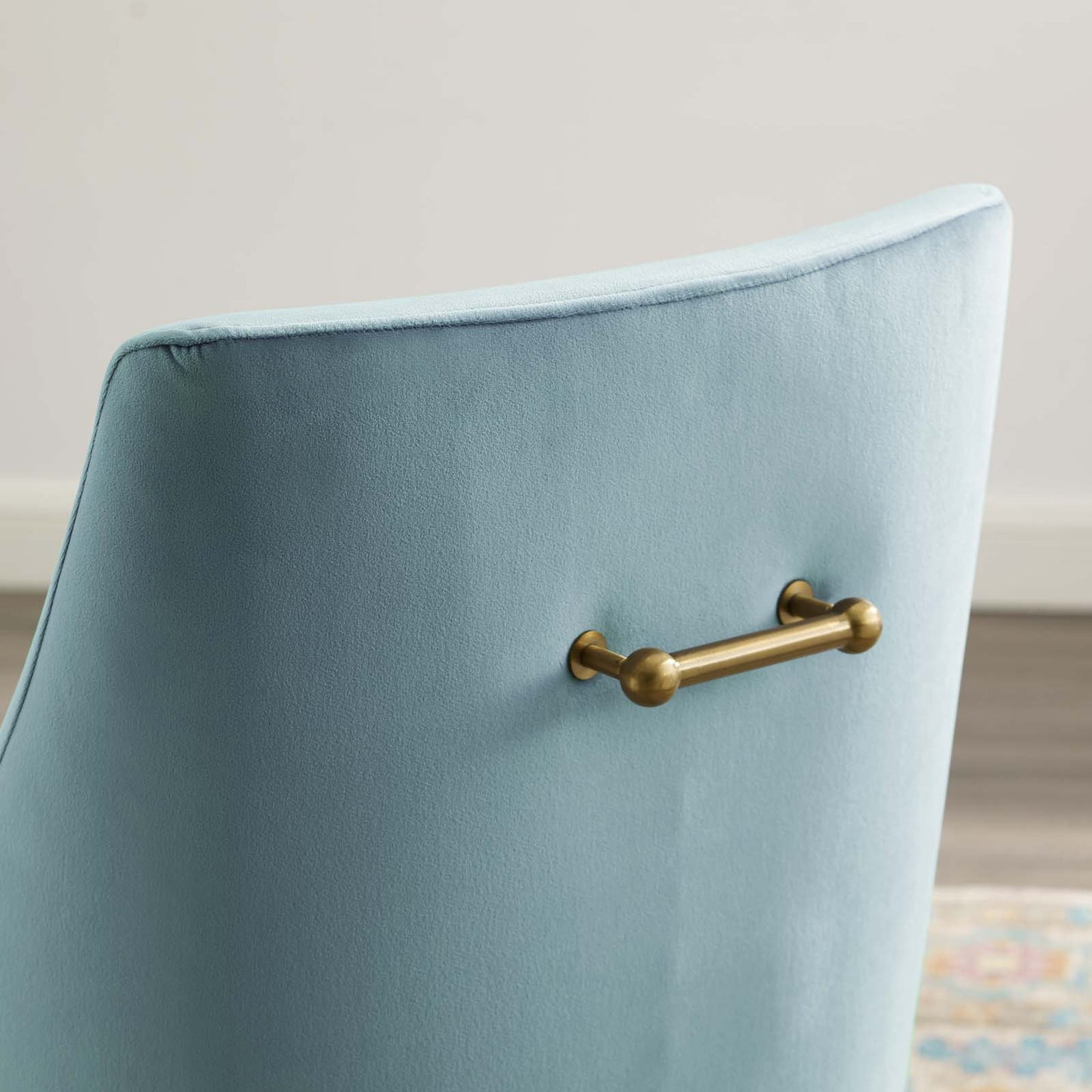 Discern Upholstered Performance Velvet Dining Chair, Velvet Fabric Stainless Steel Metal, Light Blue, 17456